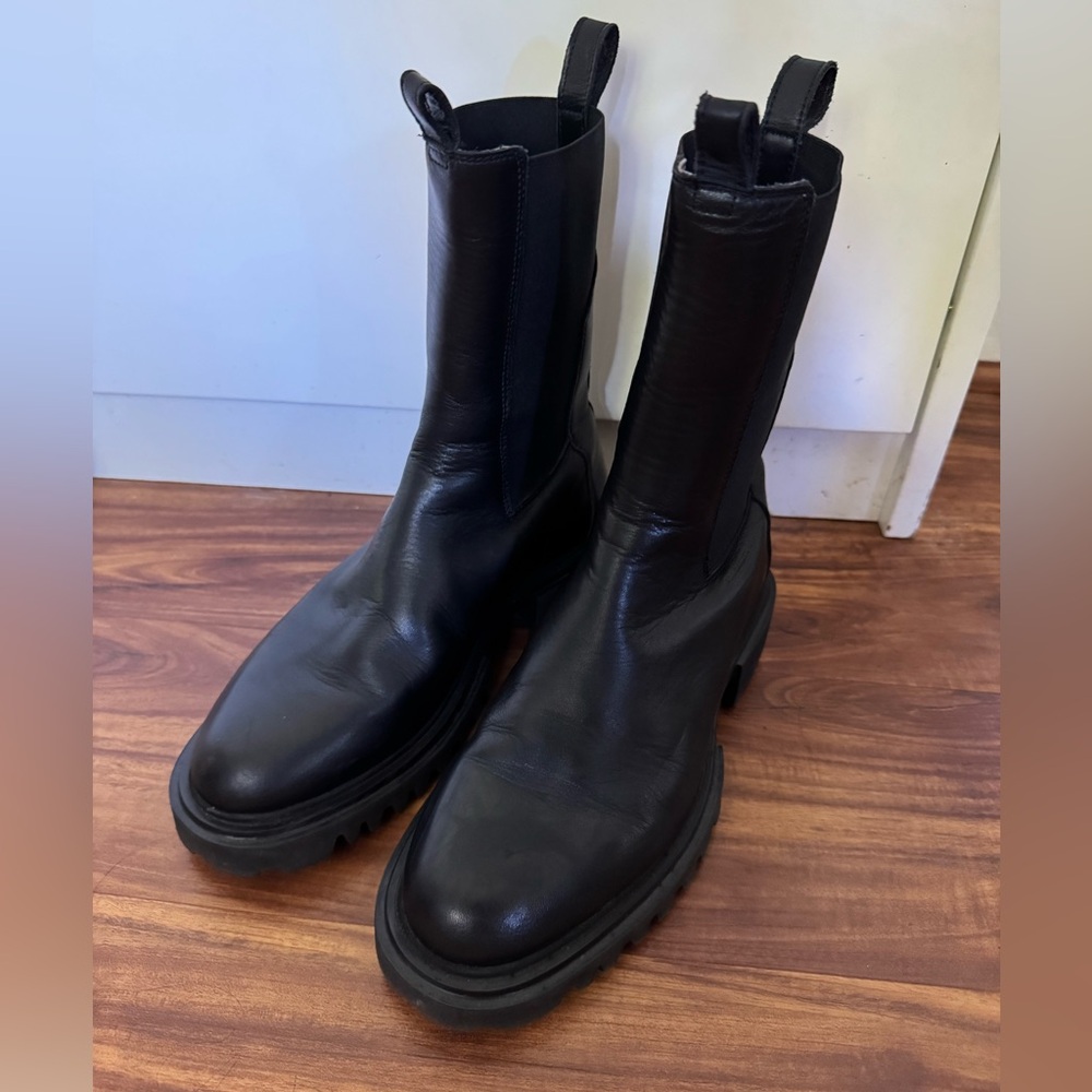 AllSaints Women’s Hallie Mid Calf Boot Black 38